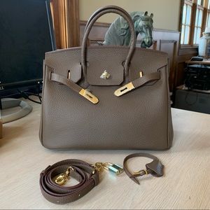 Fashion Genuine Leather Birkin Bag Gold Lock